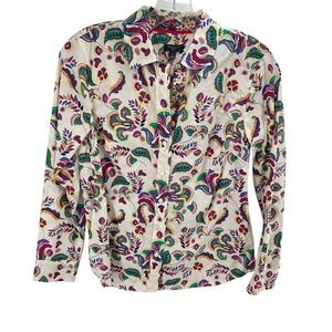 Talbots Womens Button Up Shirt Long Sleeve Floral Multicolor Small NEW NWT